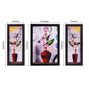 Set Of 3 Botanical Floral Satin Matt Texture UV Art Painting 3