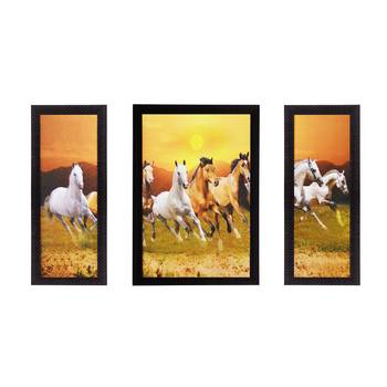 Set of 3 Running Horses Satin Matt Texture UV Art Painting 1