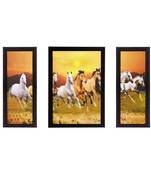 Set of 3 Running Horses Satin Matt Texture UV Art Painting