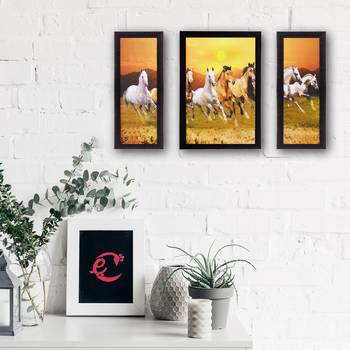 Set of 3 Running Horses Satin Matt Texture UV Art Painting 2