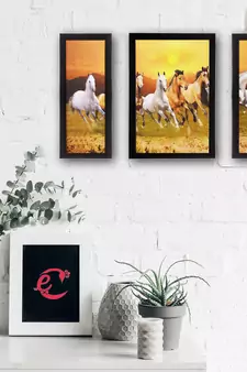 Set of 3 Running Horses Satin Matt Texture UV Art Painting