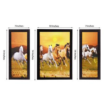 Set of 3 Running Horses Satin Matt Texture UV Art Painting 3