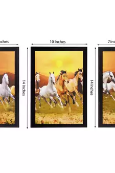 Set of 3 Running Horses Satin Matt Texture UV Art Painting
