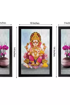 Set of 3 Lord Ganesha Satin Matt Texture UV Art Painting