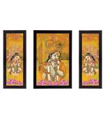 Set Of 3 Radha Krishna Satin Matt Texture UV Art Painting