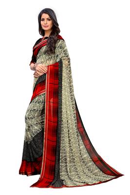Multicolor printed georgette saree with blouse 3
