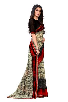 Multicolor printed georgette saree with blouse 4