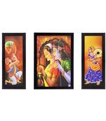 Set Of 3 Radha Krishna Satin Matt Texture UV Art Painting