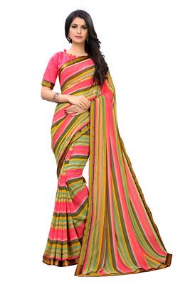 Multicolor printed georgette saree with blouse 1