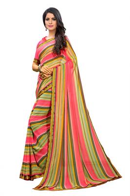 Multicolor printed georgette saree with blouse 4