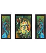 Set of 3 Lord Ganesha Satin Matt Texture UV Art Painting