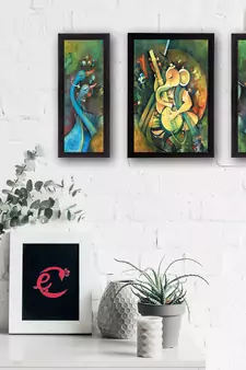Set of 3 Lord Ganesha Satin Matt Texture UV Art Painting