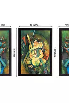 Set of 3 Lord Ganesha Satin Matt Texture UV Art Painting