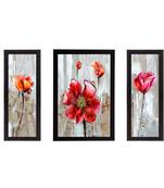 Set of 3 Floral Theme Satin Matt Texture UV Art Painting