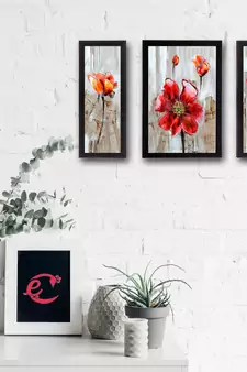 Set of 3 Floral Theme Satin Matt Texture UV Art Painting