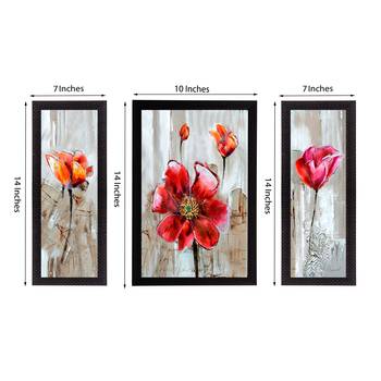 Set of 3 Floral Theme Satin Matt Texture UV Art Painting 3