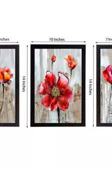 Set of 3 Floral Theme Satin Matt Texture UV Art Painting