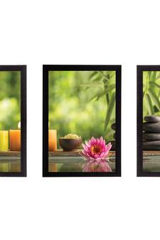 Set of 3 Floral Theme Satin Matt Texture UV Art Painting