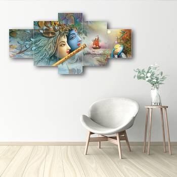 Set of 5 Radha Krishna Premium Canvas Painting 2