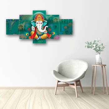 Set of 5 Lord Ganesha Premium Canvas Painting 2