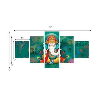 Set of 5 Lord Ganesha Premium Canvas Painting 3