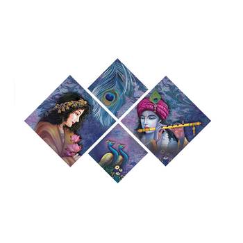 Set of 4 Radha Krishna Premium Canvas Painting 1