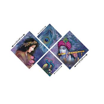Set of 4 Radha Krishna Premium Canvas Painting 3