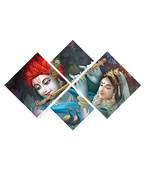 Set of 4 Radha Krishna Premium Canvas Painting
