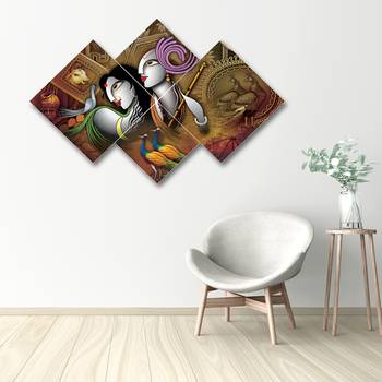 Set of 4 Radha Krishna Premium Canvas Painting 2