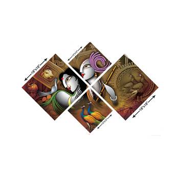 Set of 4 Radha Krishna Premium Canvas Painting 3