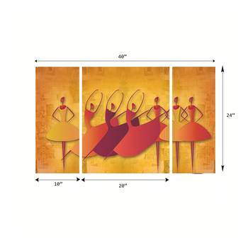 Set of 3 Abstract Dancing Lady Premium Canvas Painting 1