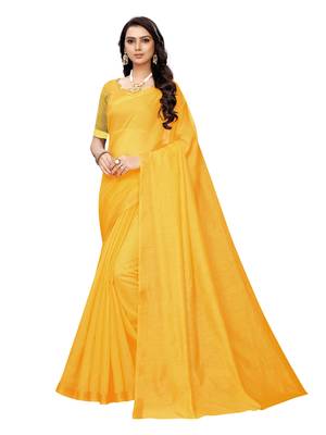 Yellow woven cotton silk saree with blouse 1