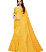 Yellow woven cotton silk saree with blouse