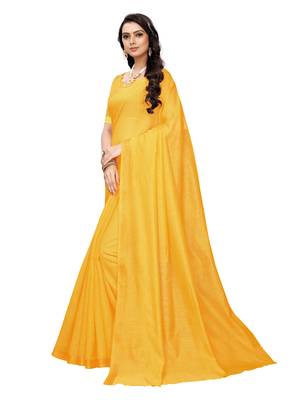 Yellow woven cotton silk saree with blouse 2