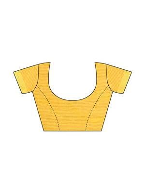 Yellow woven cotton silk saree with blouse 5