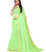 Green woven cotton silk saree with blouse