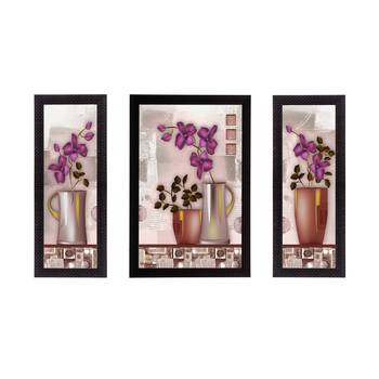 Set of 3 Botanical Floral Satin Matt Texture UV Art Painting 1