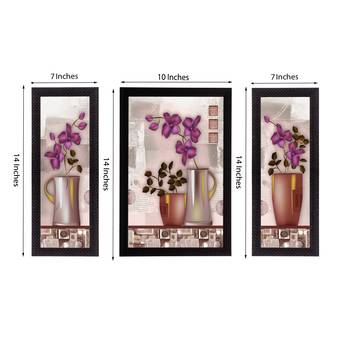 Set of 3 Botanical Floral Satin Matt Texture UV Art Painting 2