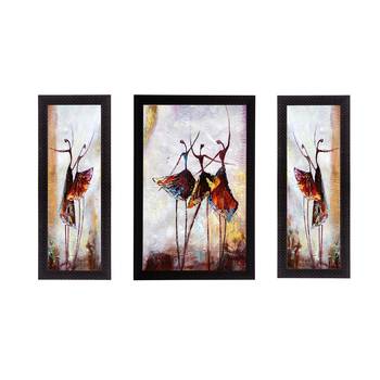 Set of 3 Abstract Dancing Lady Satin Matt Texture UV Art Painting 1