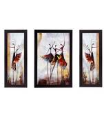 Set of 3 Abstract Dancing Lady Satin Matt Texture UV Art Painting