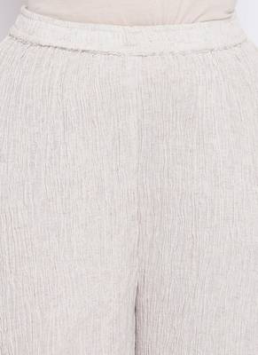Beige Crinkle Straight Pant 4