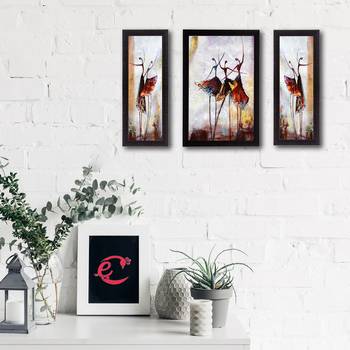 Set of 3 Abstract Dancing Lady Satin Matt Texture UV Art Painting 2