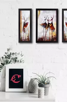 Set of 3 Abstract Dancing Lady Satin Matt Texture UV Art Painting