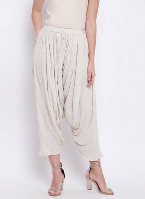 Beige Crinkle Ruffled Pant 1