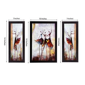 Set of 3 Abstract Dancing Lady Satin Matt Texture UV Art Painting 3