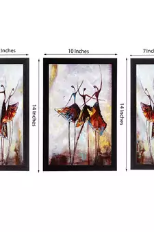 Set of 3 Abstract Dancing Lady Satin Matt Texture UV Art Painting