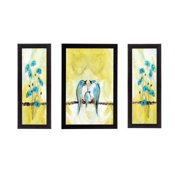 Set of 3 Sitting Birds Satin Matt Texture UV Art Painting 1