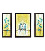Set of 3 Sitting Birds Satin Matt Texture UV Art Painting