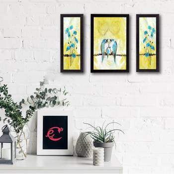 Set of 3 Sitting Birds Satin Matt Texture UV Art Painting 2