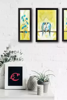 Set of 3 Sitting Birds Satin Matt Texture UV Art Painting